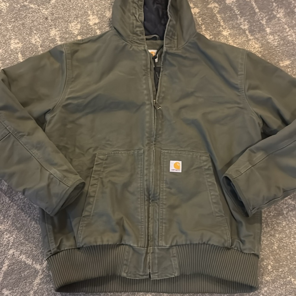 Carhartt Washed Duck Active Jac Moss Color Mens Large - Picture 2 of 9